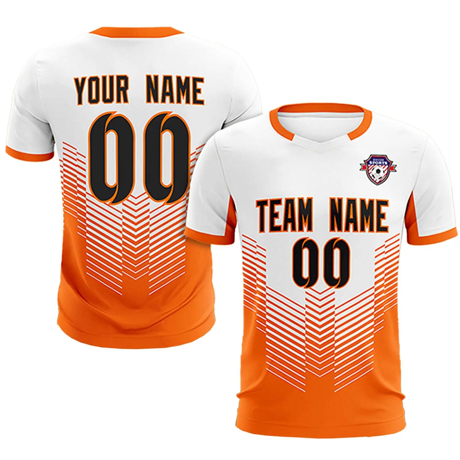 Custom White Orange Sport Soccer Sets Jersey