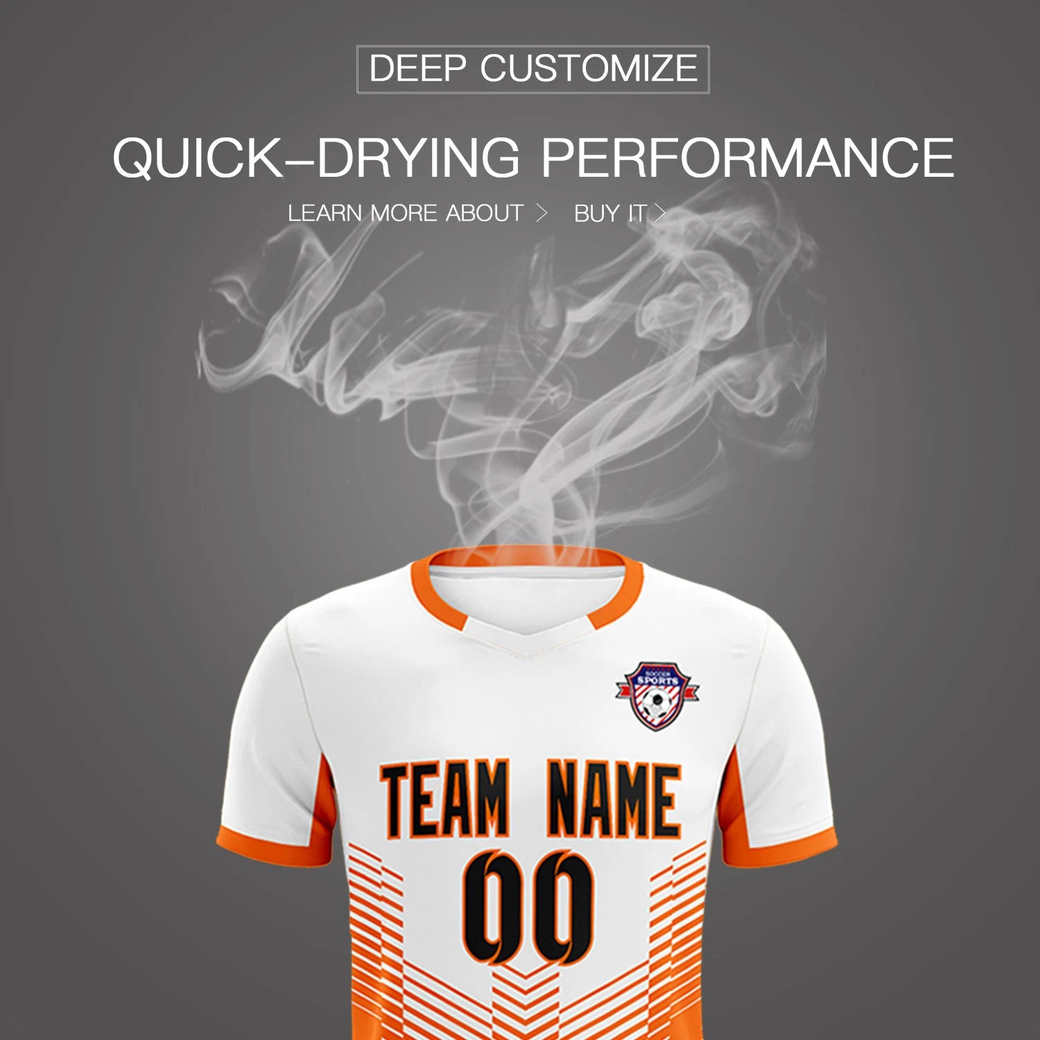 Custom White Orange Sport Soccer Sets Jersey