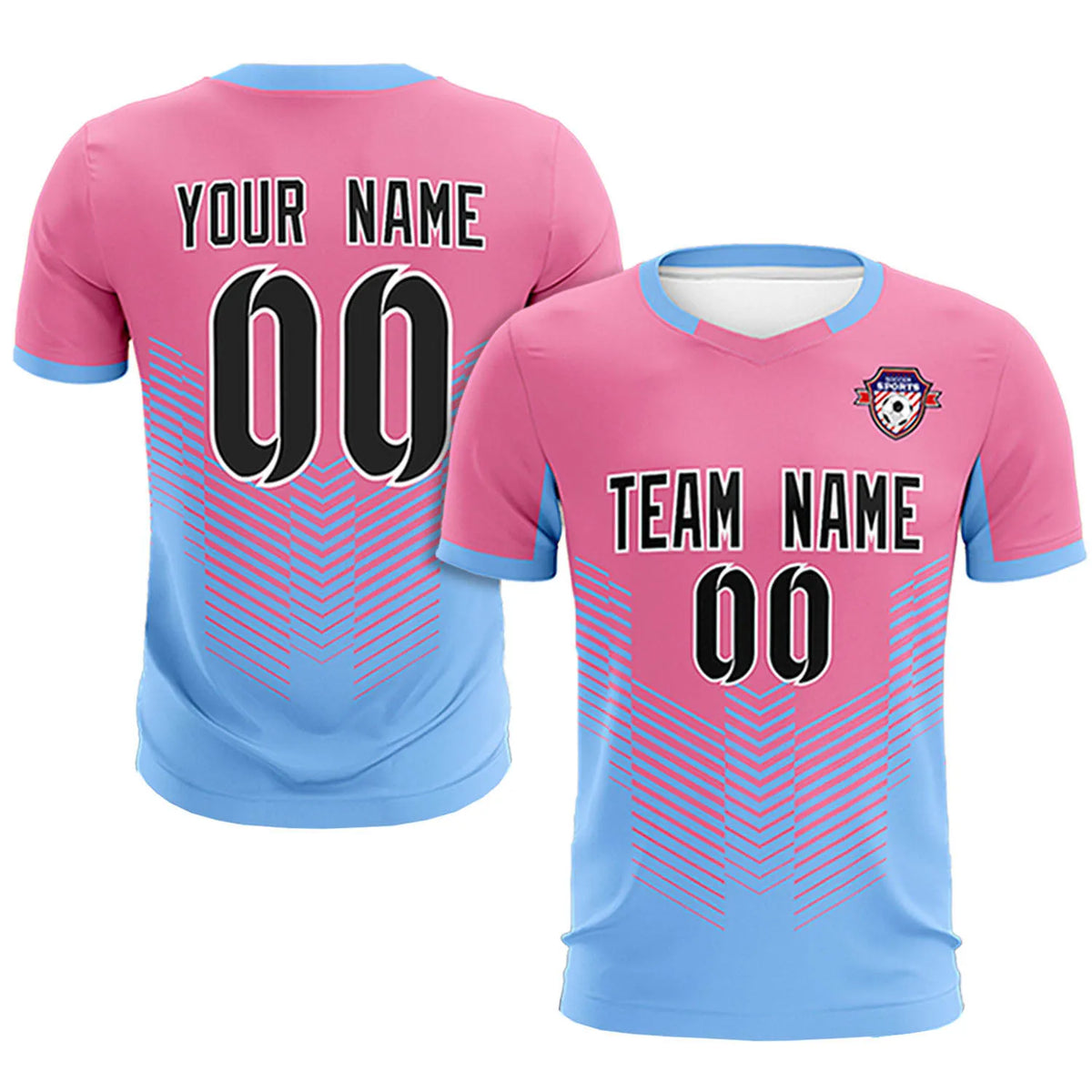 Custom Pink Powder Blue Sport Soccer Sets Jersey