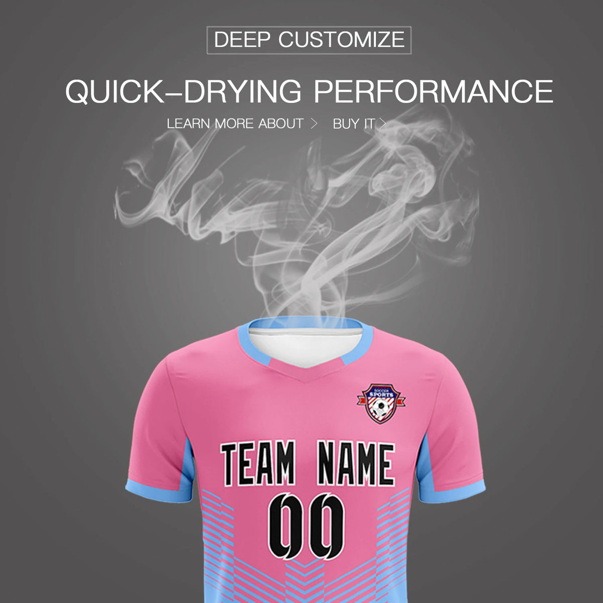 Custom Pink Powder Blue Sport Soccer Sets Jersey