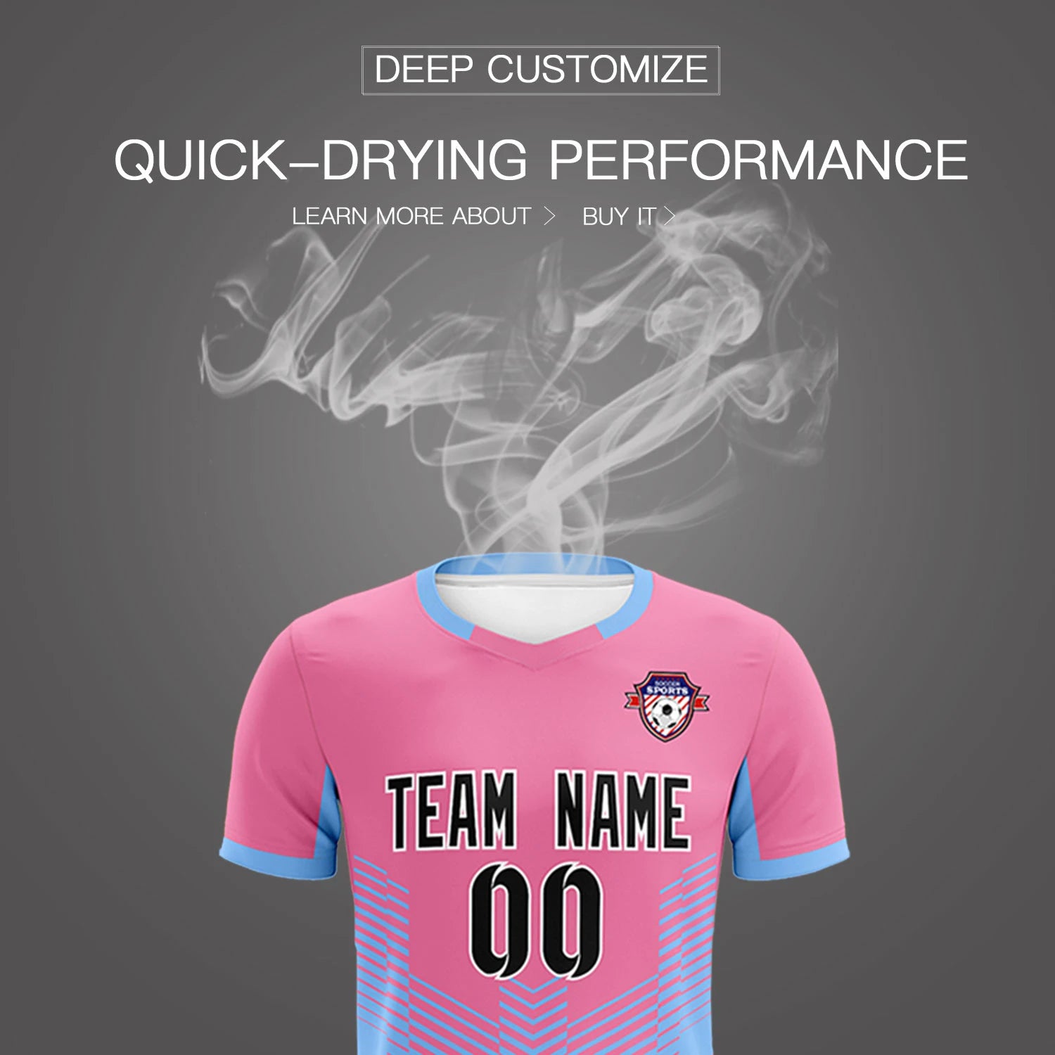 Custom Pink Powder Blue Sport Soccer Sets Jersey