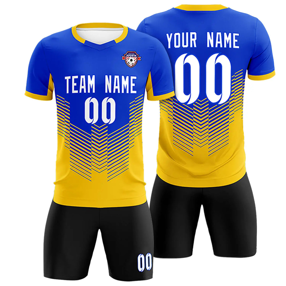 Custom Royal Blue Yellow Sport Soccer Sets Jersey