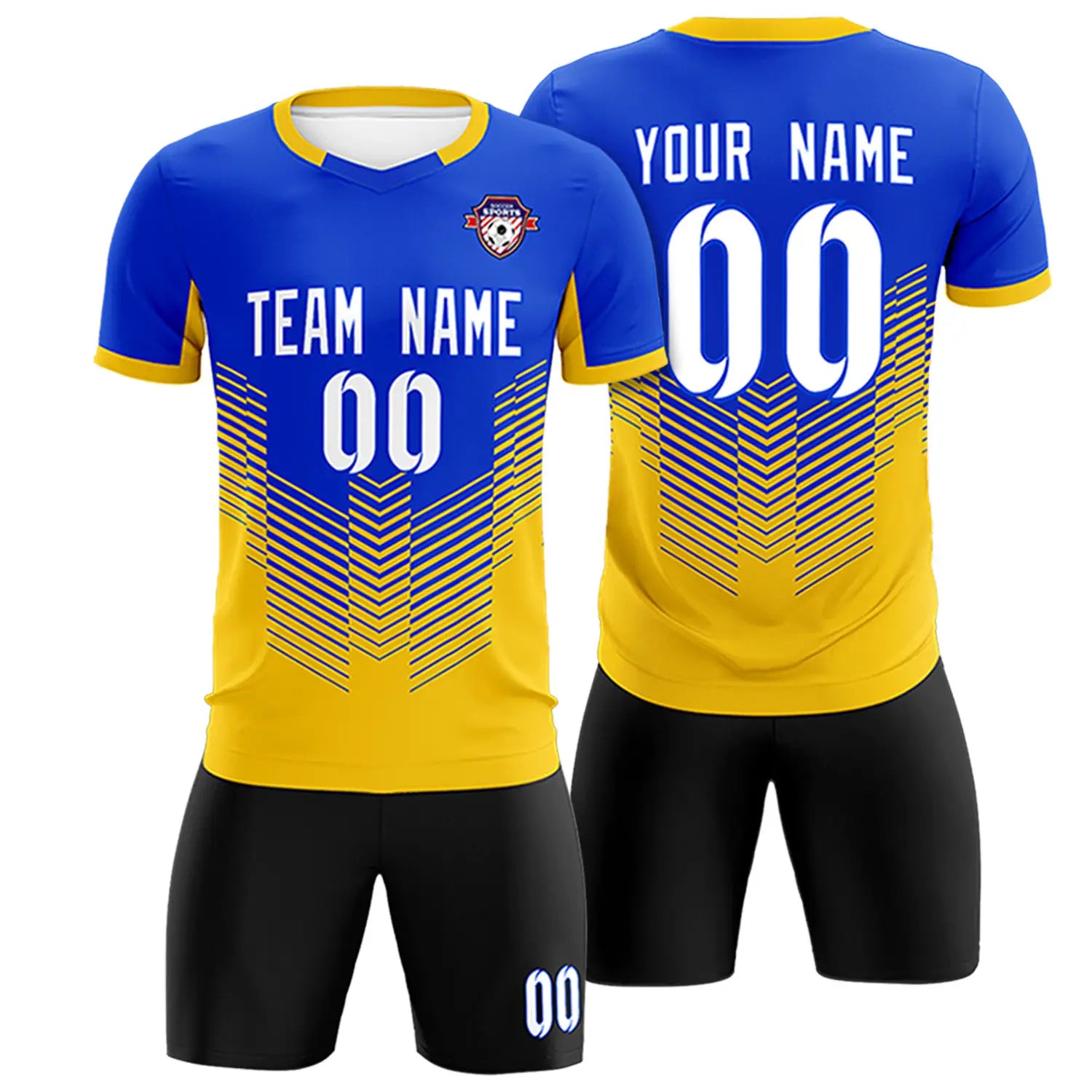Custom Royal Blue Yellow Sport Soccer Sets Jersey
