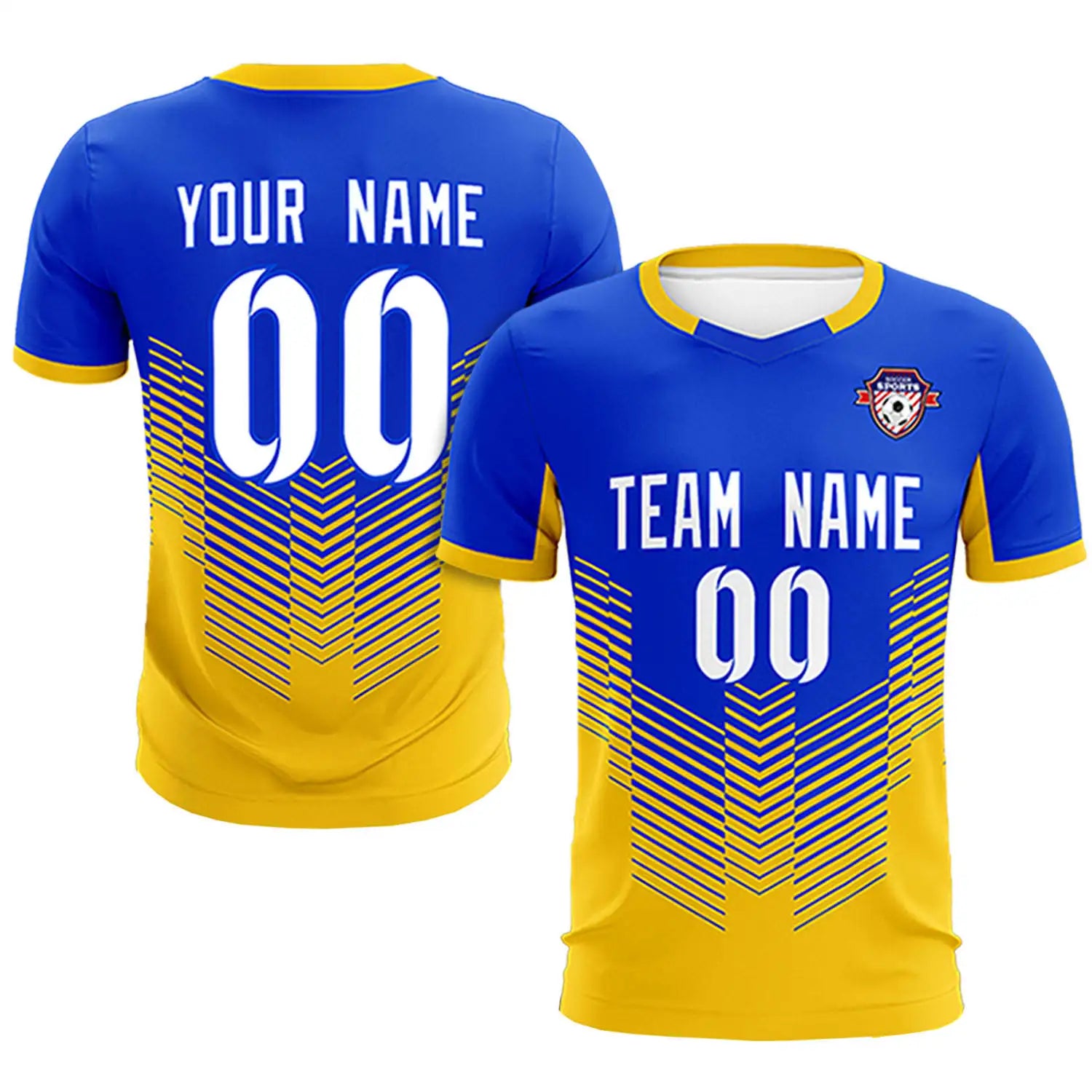 Custom Royal Blue Yellow Sport Soccer Sets Jersey