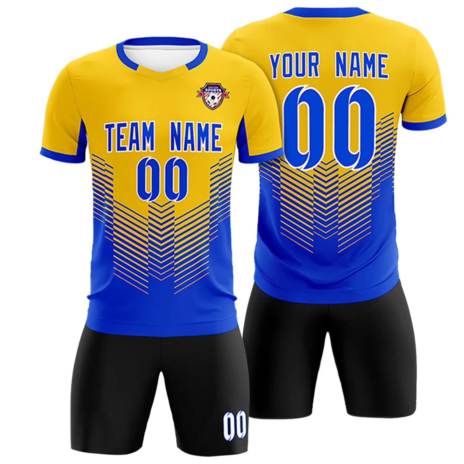 Custom Yellow Royal Blue Sport Soccer Sets Jersey