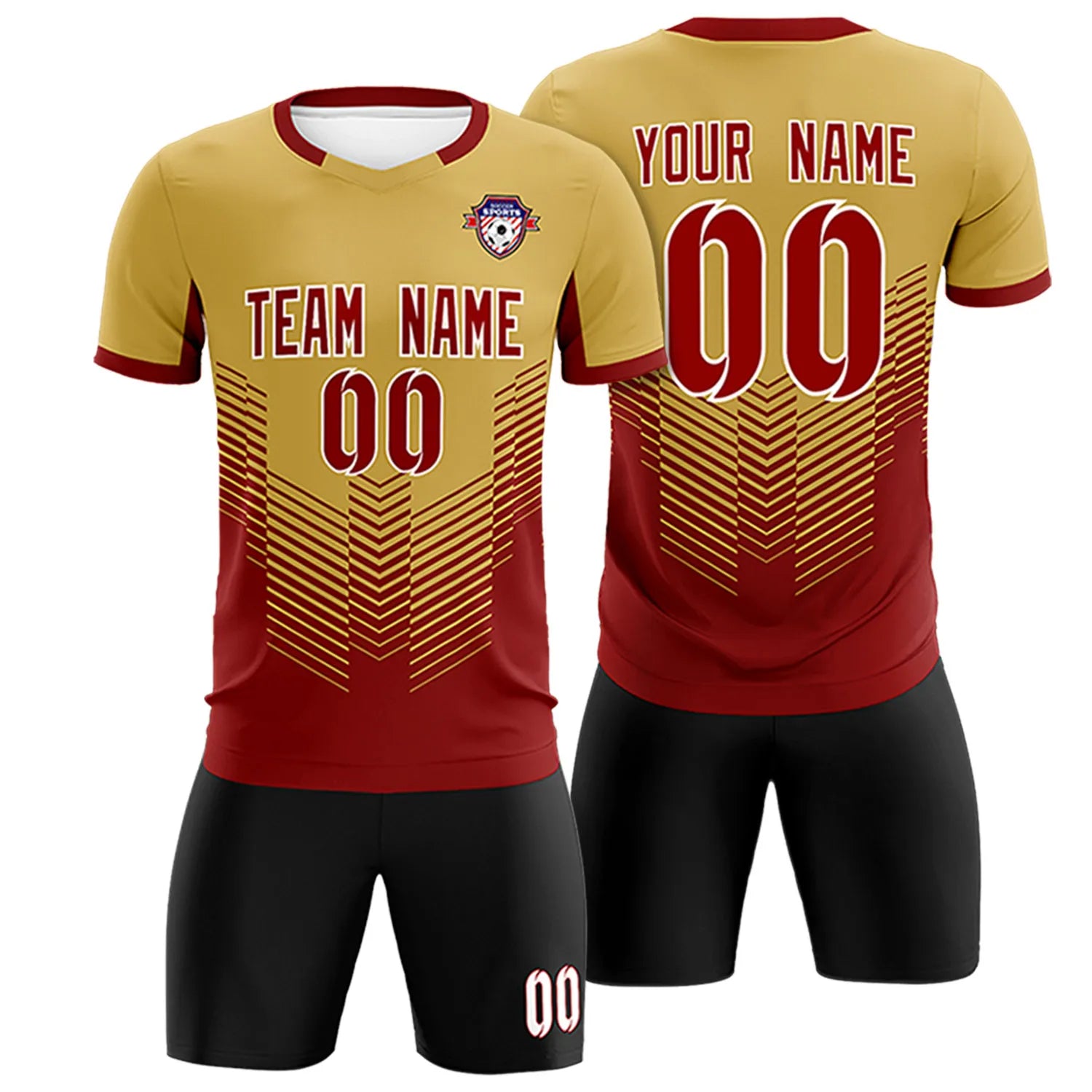 Custom Old Gold Crimson Sport Soccer Sets Jersey