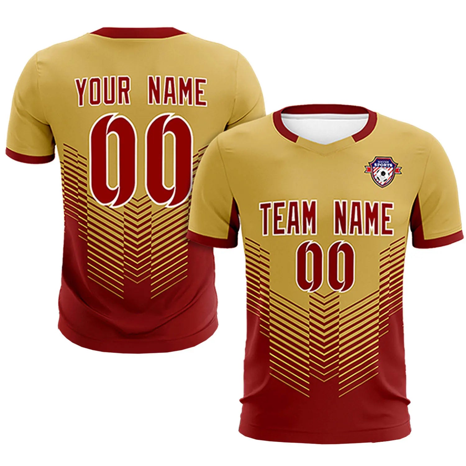 Custom Old Gold Crimson Sport Soccer Sets Jersey