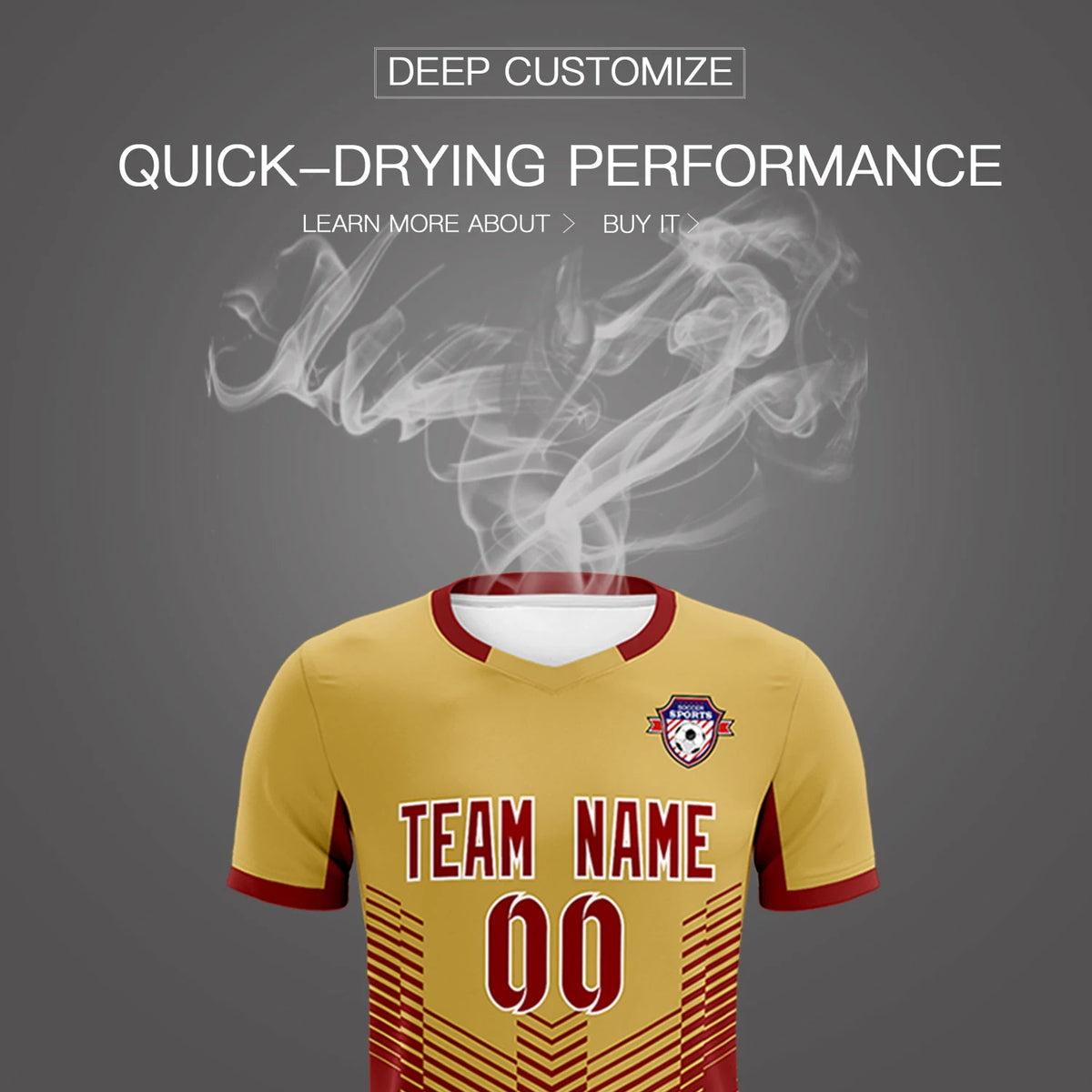 Custom Old Gold Crimson Sport Soccer Sets Jersey