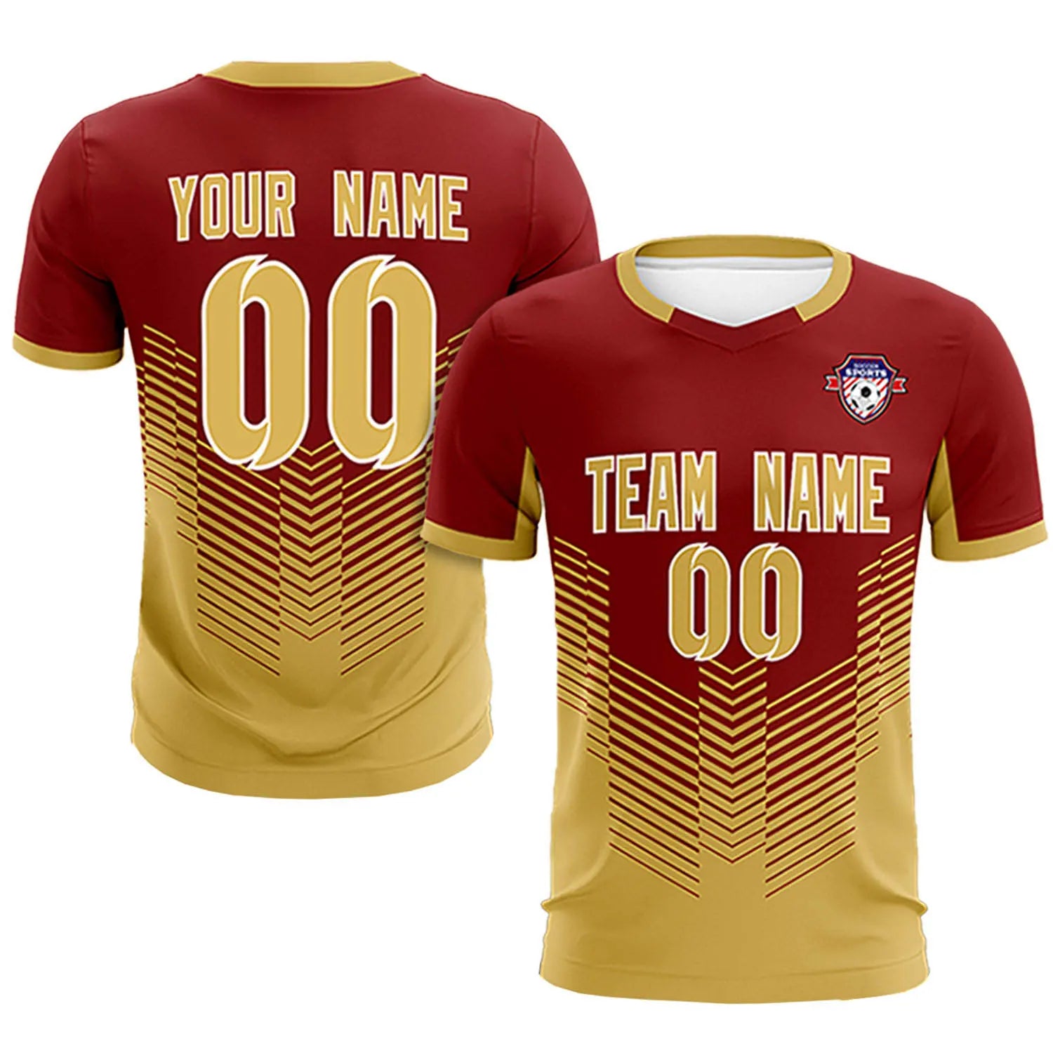 Custom Crimson Old Gold Sport Soccer Sets Jersey