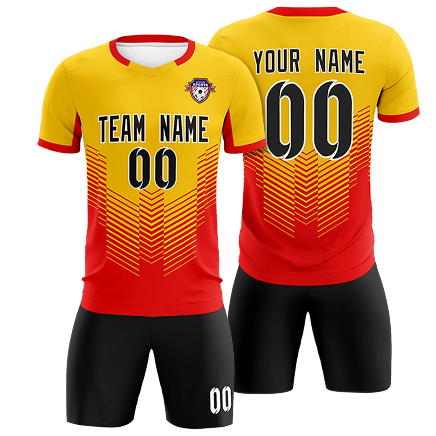 Custom Gold01 Red Sport Soccer Sets Jersey