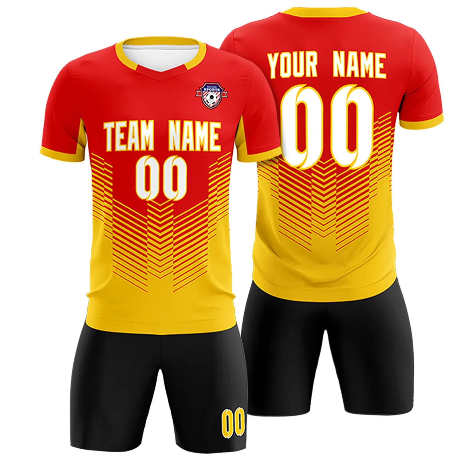 Custom Red Gold01 Sport Soccer Sets Jersey