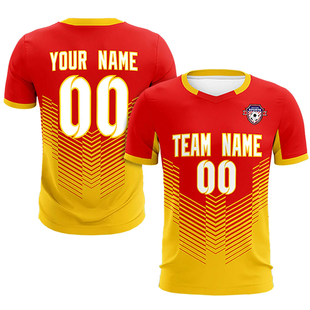 Custom Red Gold01 Sport Soccer Sets Jersey