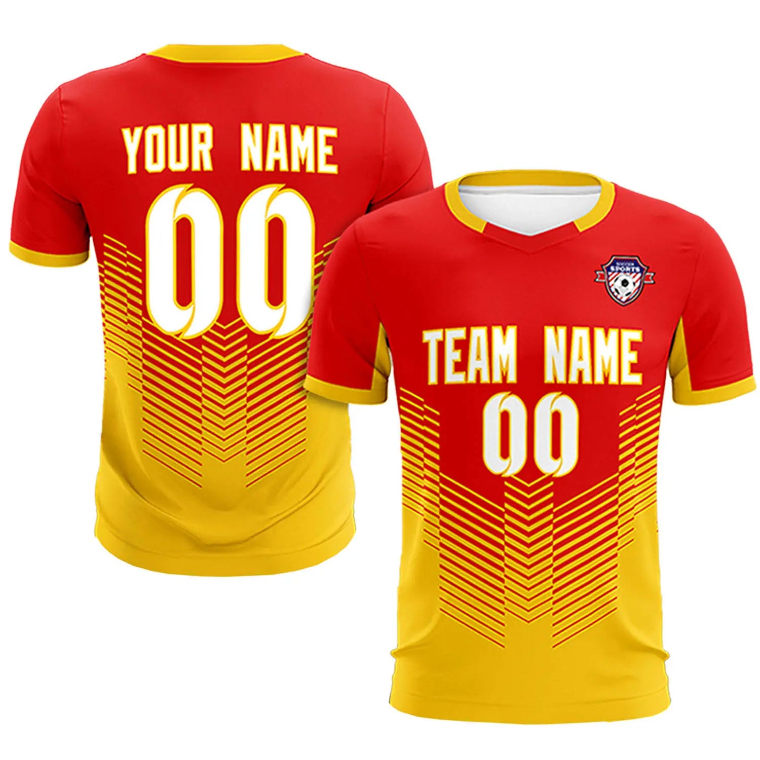 Custom Red Gold01 Sport Soccer Sets Jersey