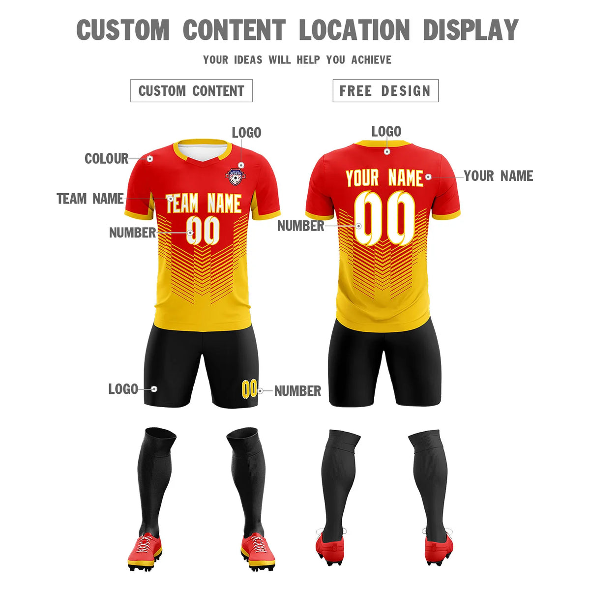 Custom Red Gold01 Sport Soccer Sets Jersey