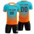 Custom Aqua Orange Sport Soccer Sets Jersey