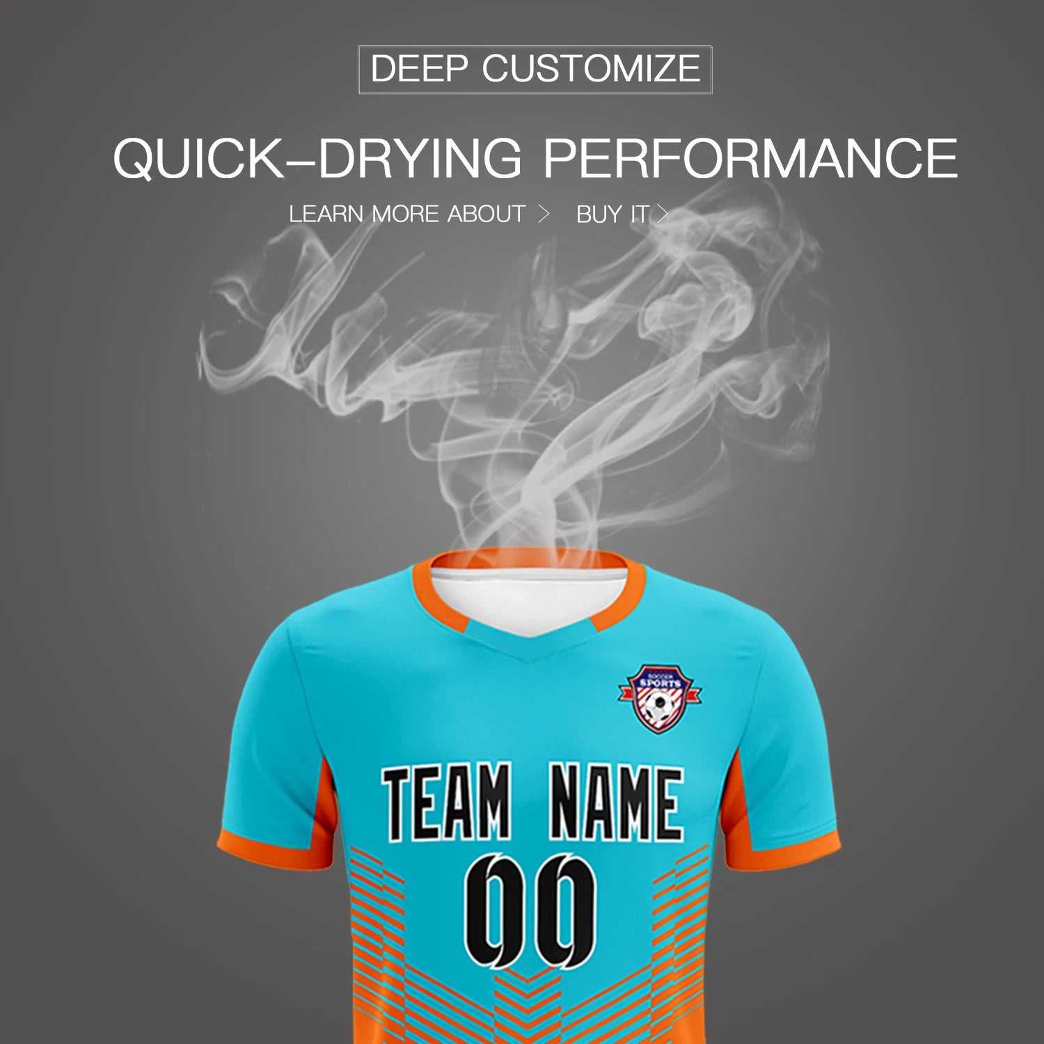 Custom Aqua Orange Sport Soccer Sets Jersey