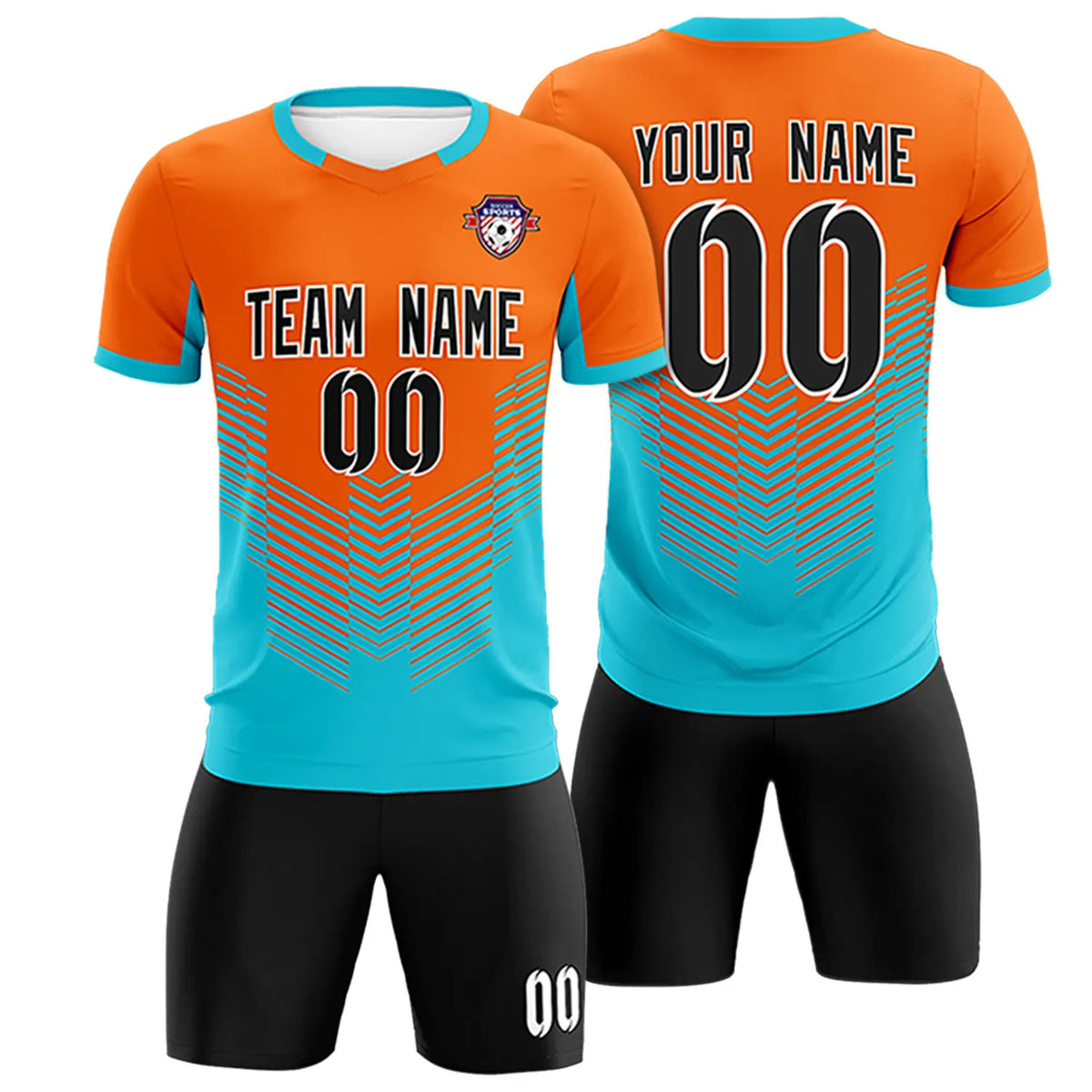 Custom Orange Aqua Sport Soccer Sets Jersey