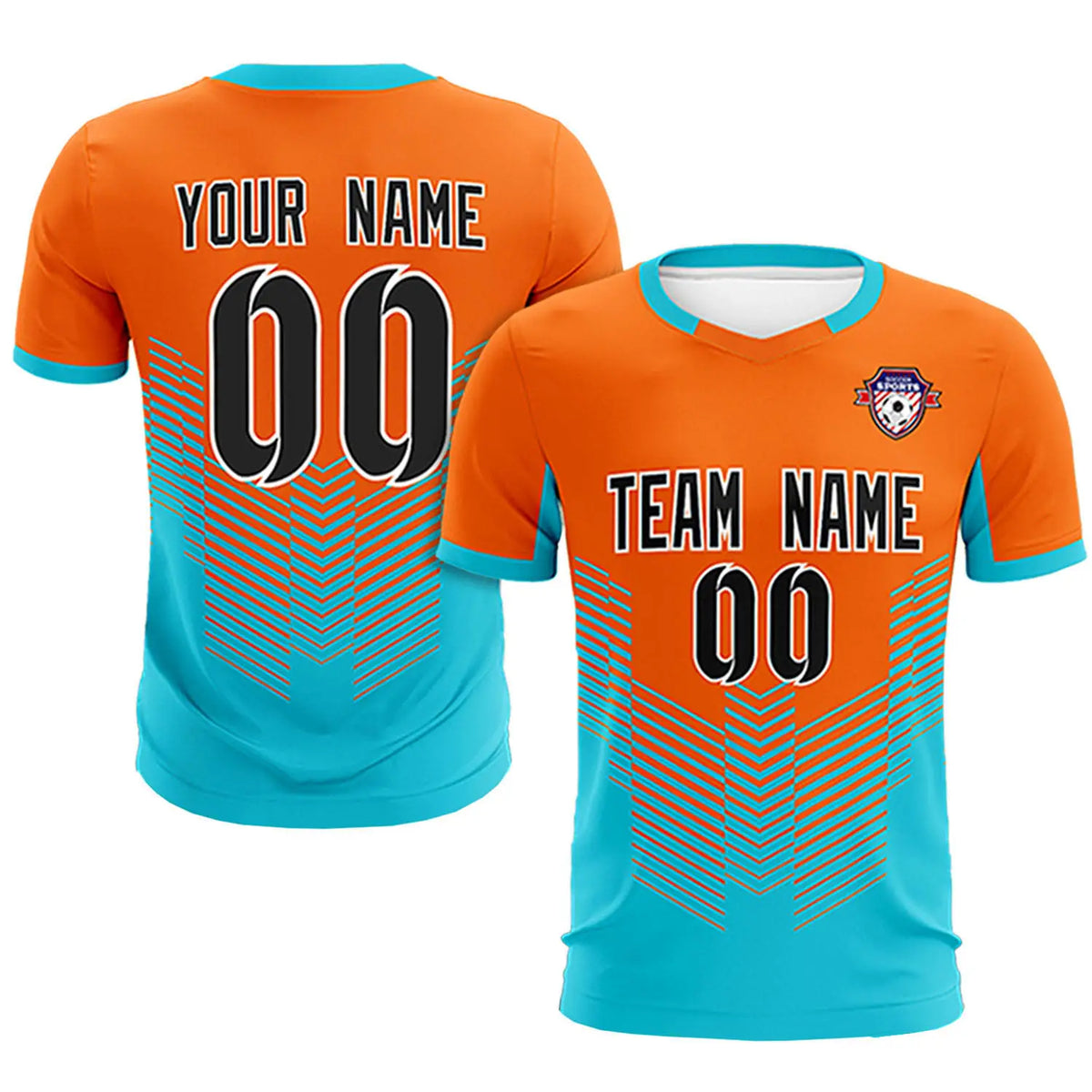 Custom Orange Aqua Sport Soccer Sets Jersey