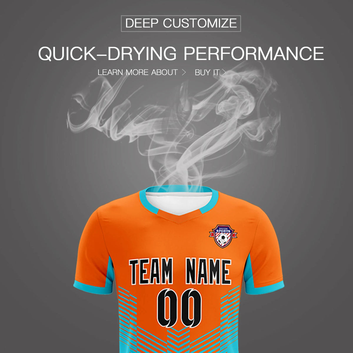 Custom Orange Aqua Sport Soccer Sets Jersey