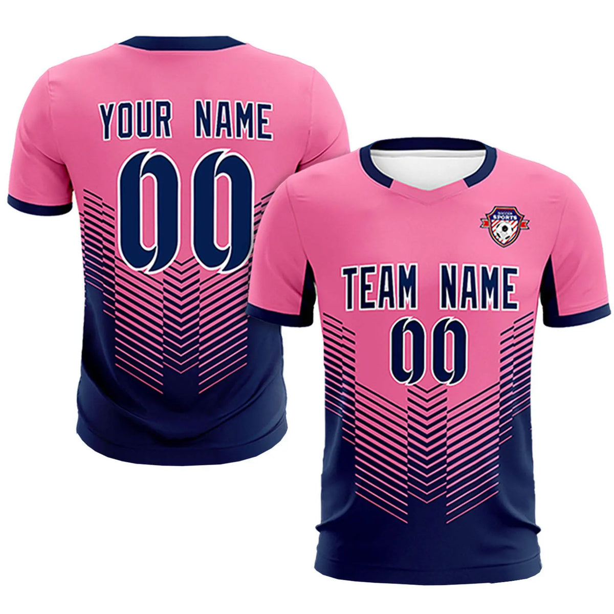 Custom Pink Navy Sport Soccer Sets Jersey