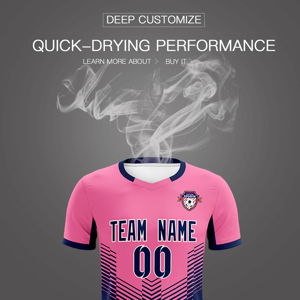 Custom Pink Navy Sport Soccer Sets Jersey