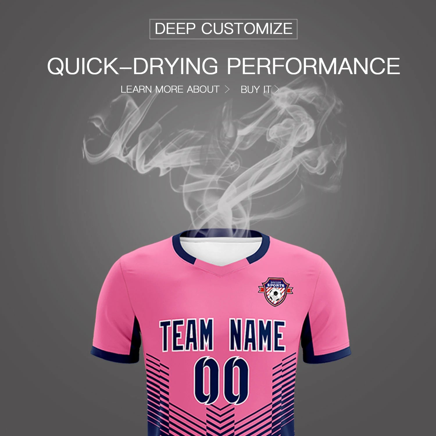 Custom Pink Navy Sport Soccer Sets Jersey