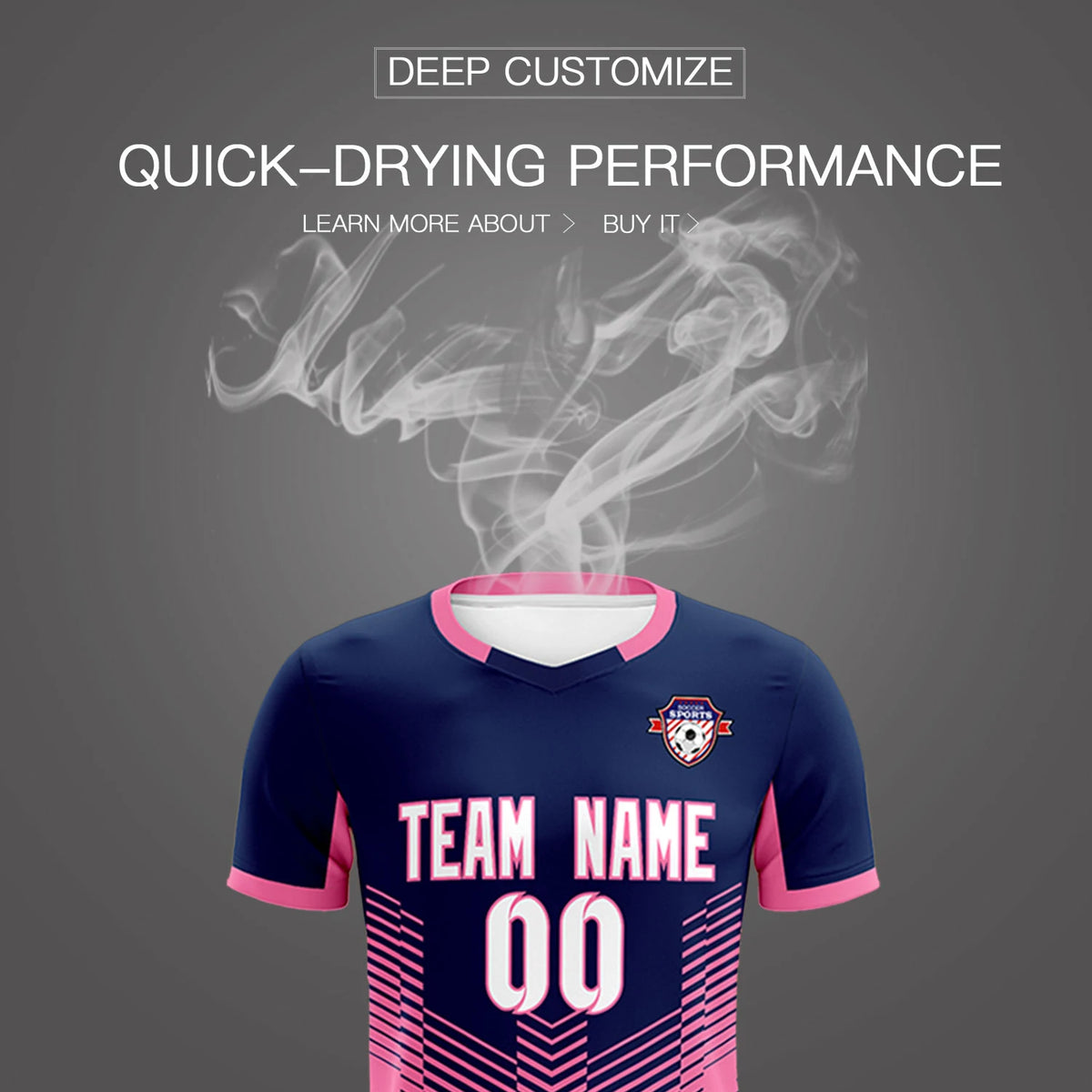 Custom Navy Pink Sport Soccer Sets Jersey