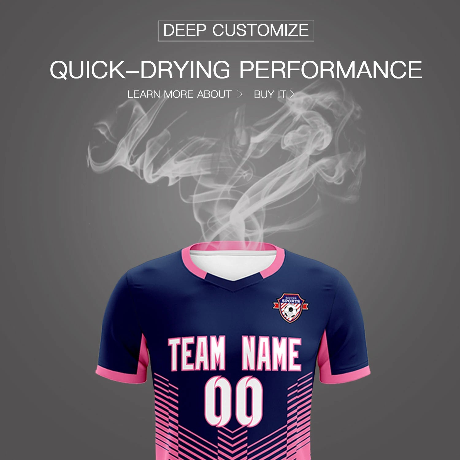 Custom Navy Pink Sport Soccer Sets Jersey