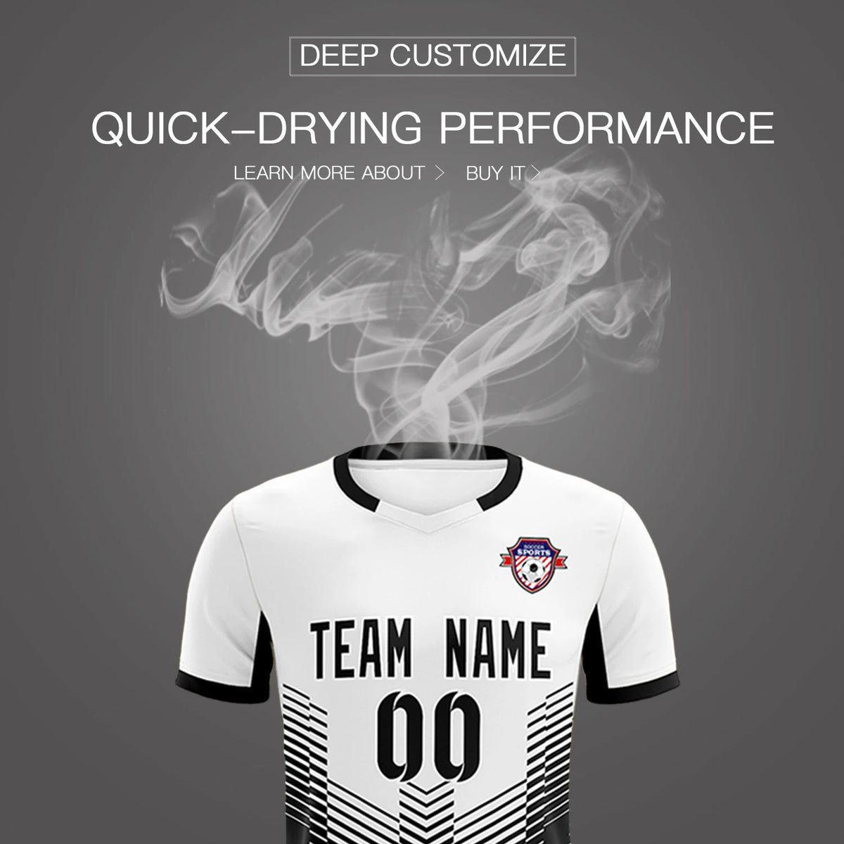 Custom White Black Sport Soccer Sets Jersey