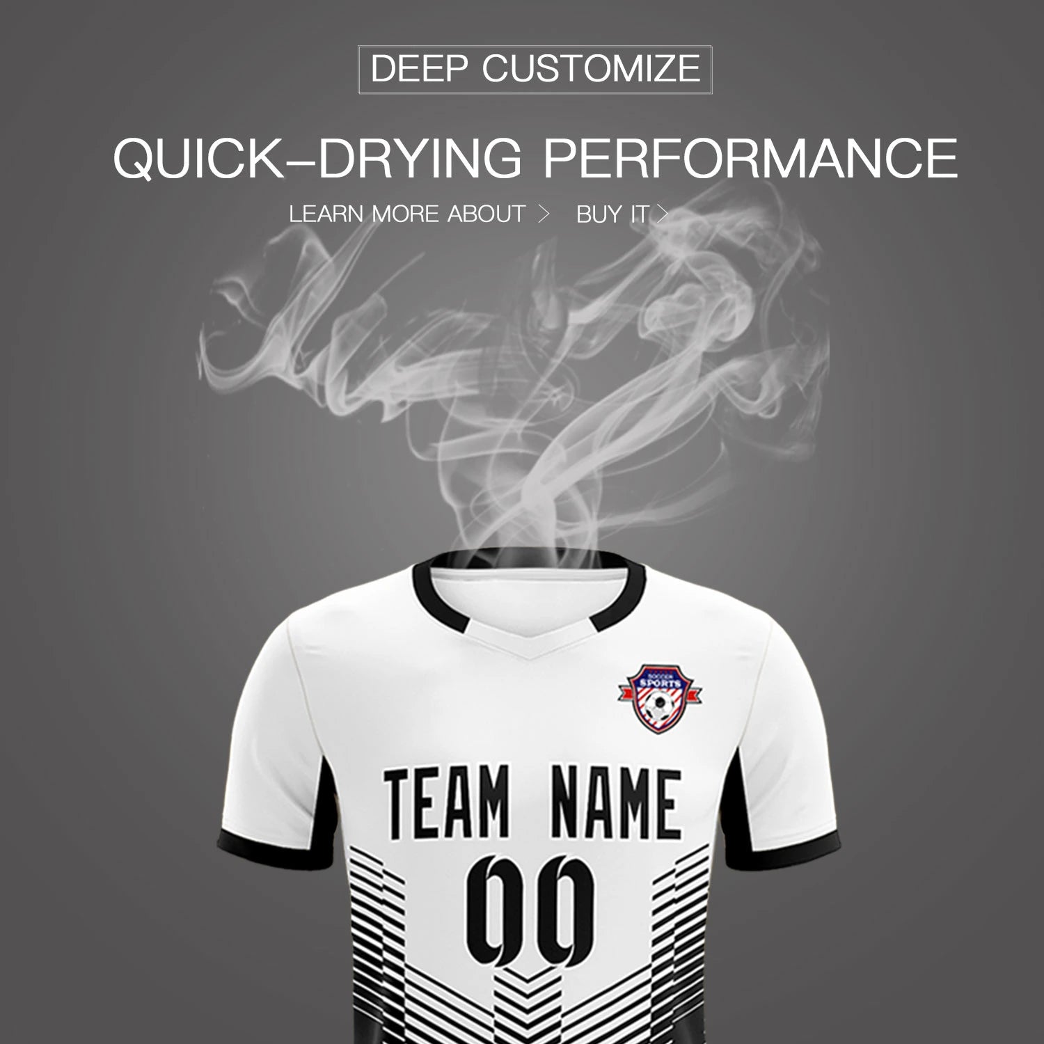 Custom White Black Sport Soccer Sets Jersey