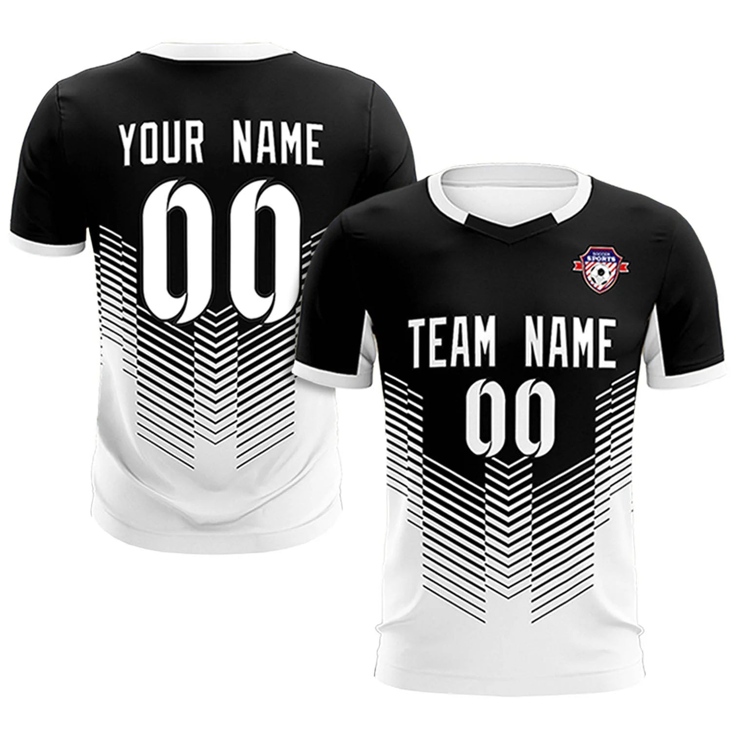 Custom Black White Sport Soccer Sets Jersey