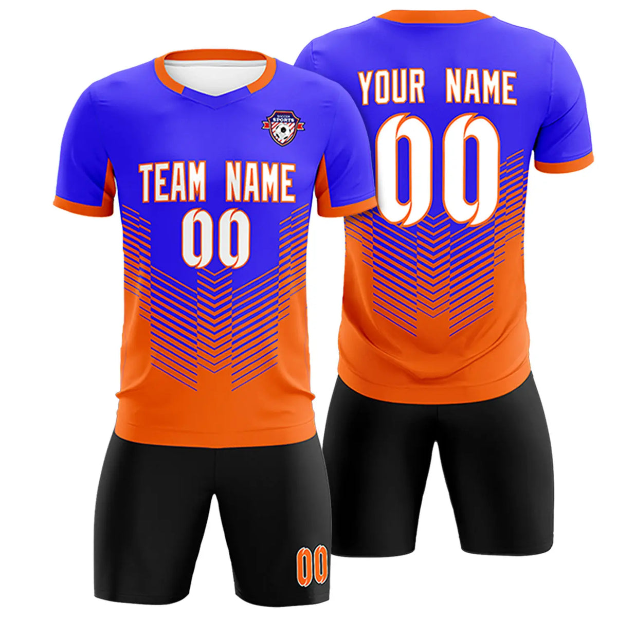 Custom Royal Blue Orange Sport Soccer Sets Jersey