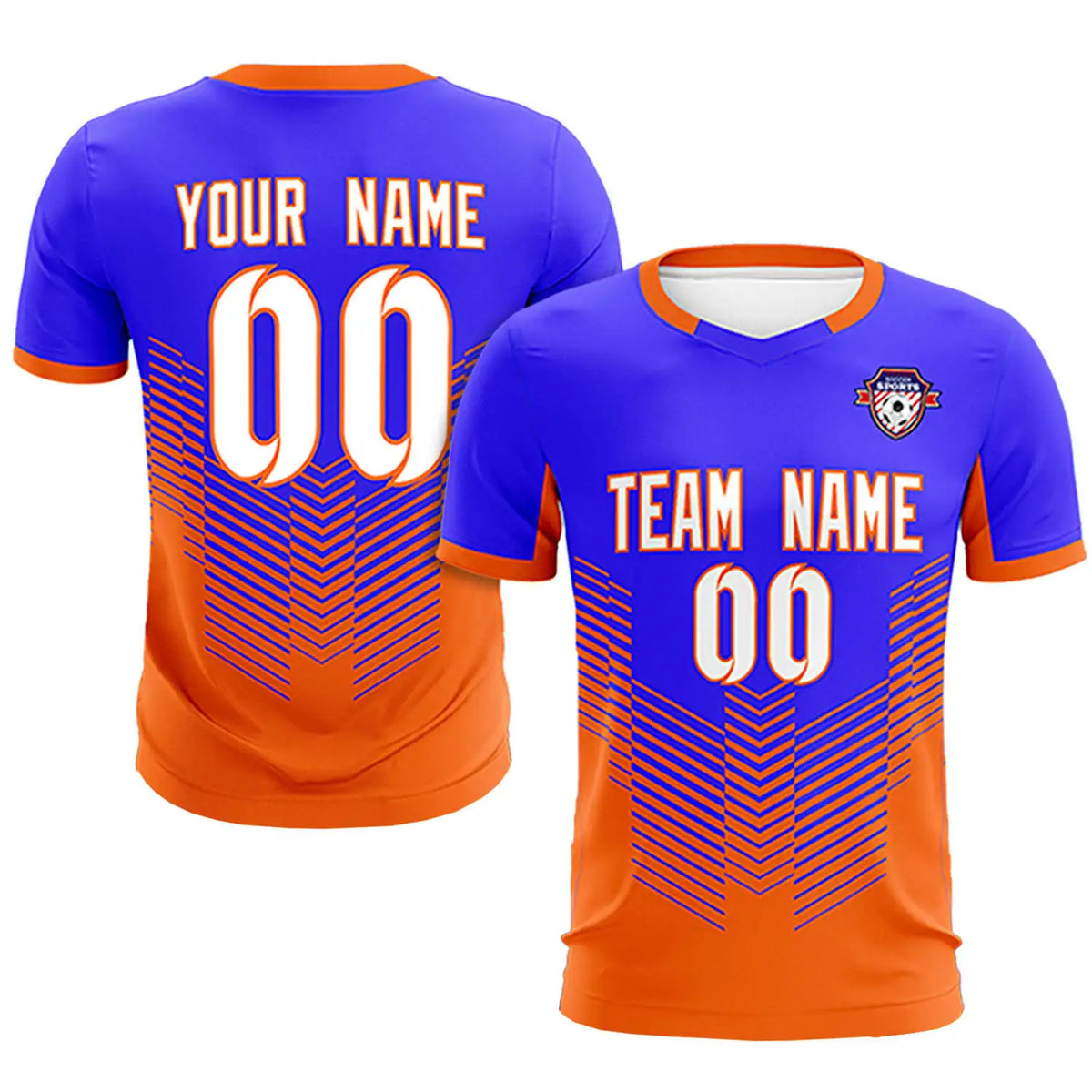 Custom Royal Blue Orange Sport Soccer Sets Jersey