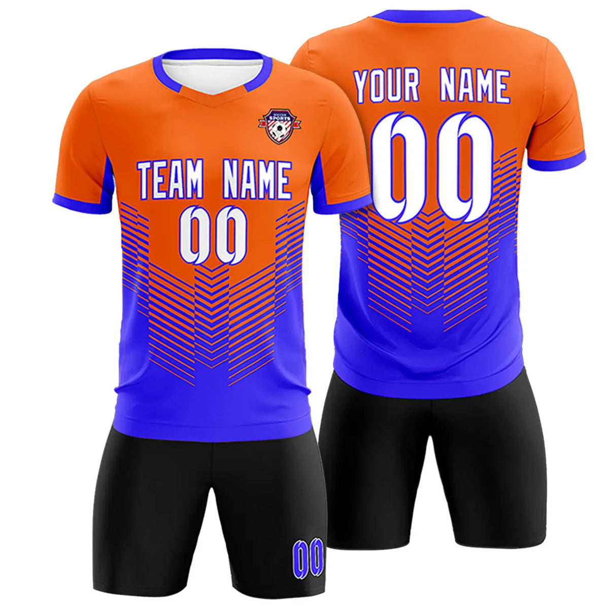 Custom Orange Royal Blue Sport Soccer Sets Jersey