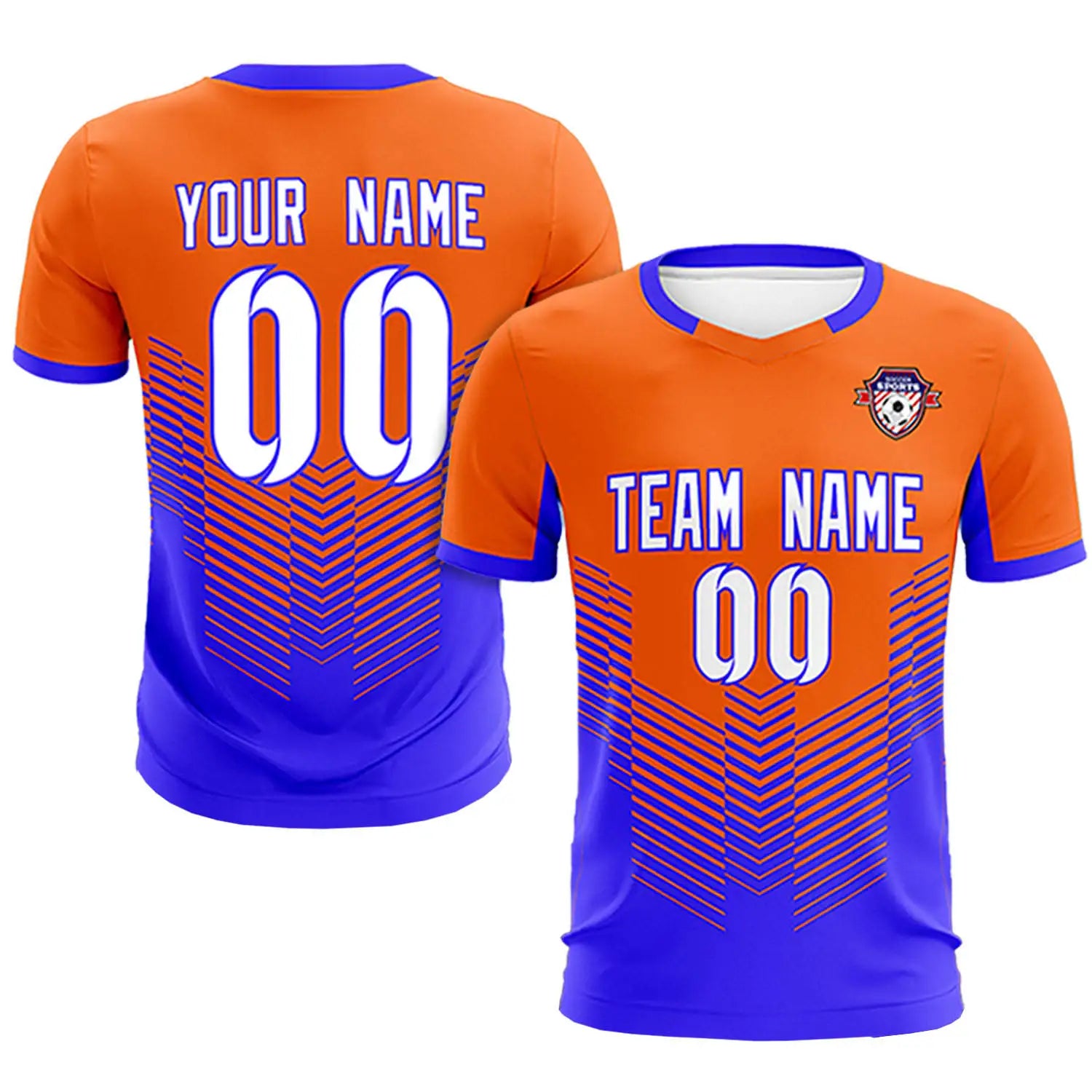 Custom Orange Royal Blue Sport Soccer Sets Jersey
