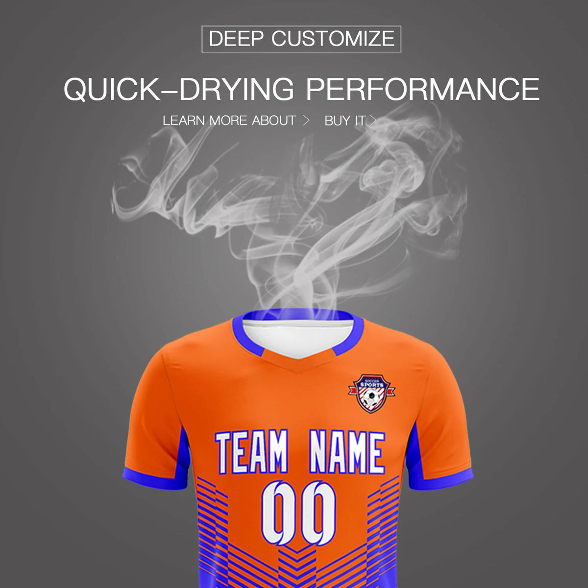 Custom Orange Royal Blue Sport Soccer Sets Jersey