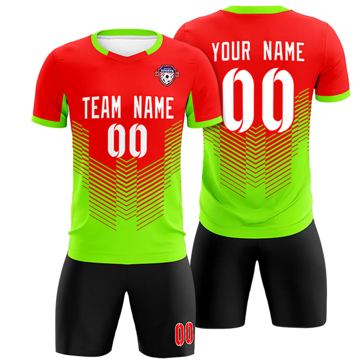 Custom Red Neon Green Sport Soccer Sets Jersey