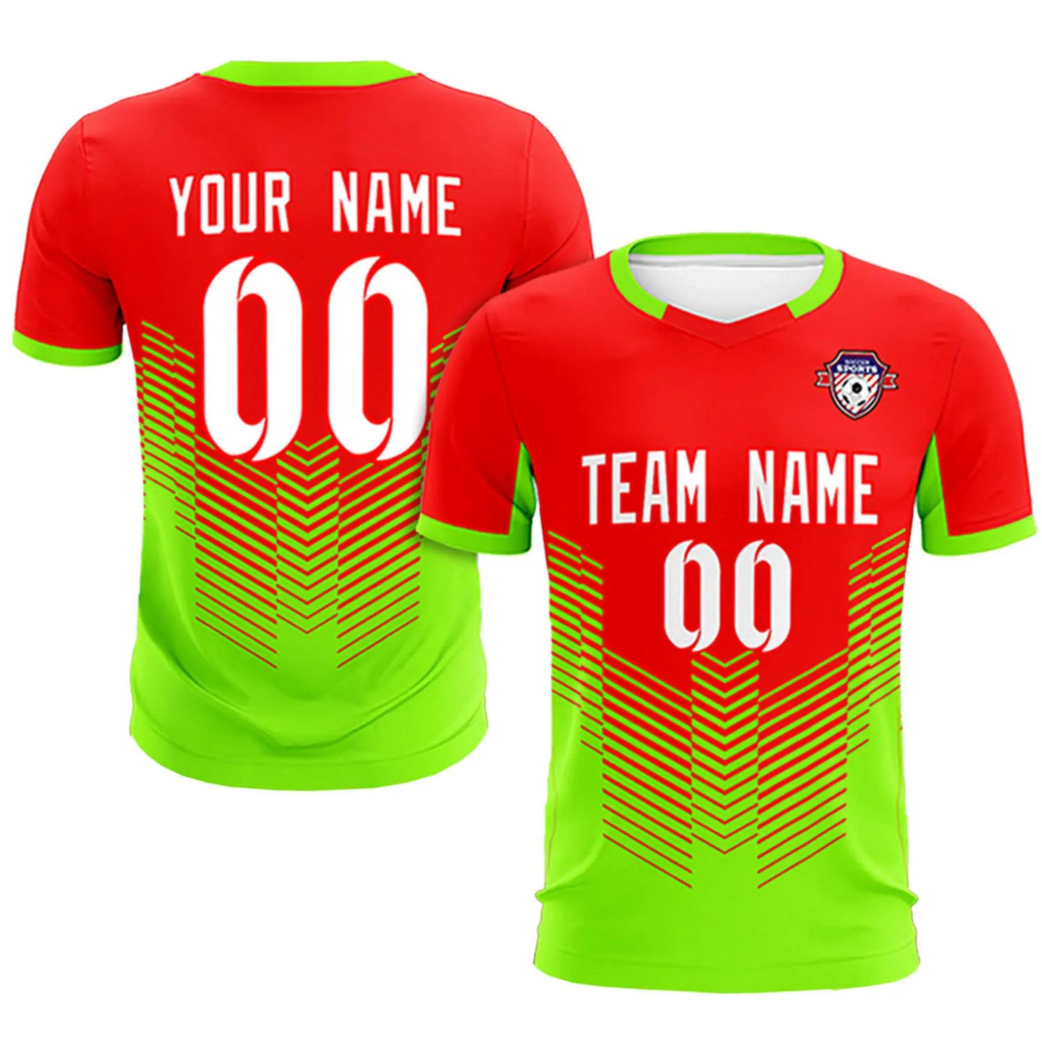 Custom Red Neon Green Sport Soccer Sets Jersey