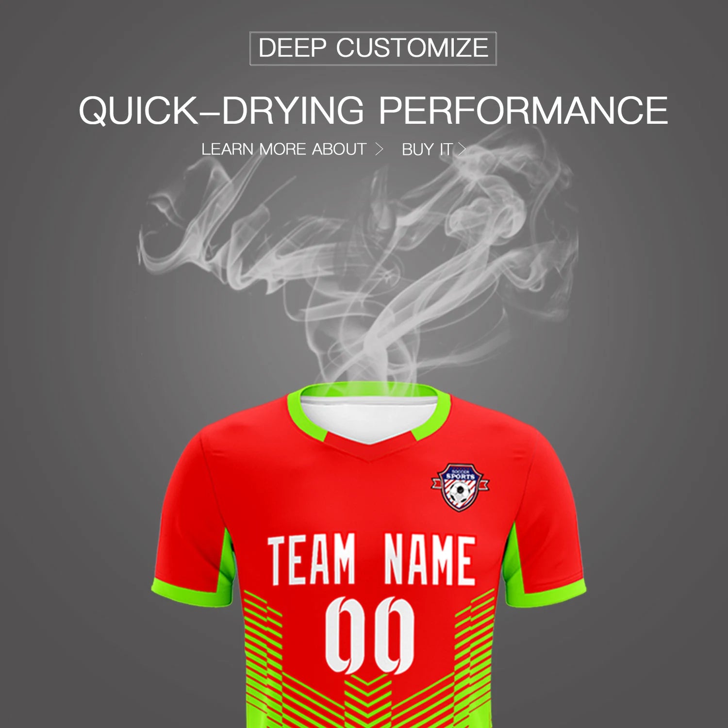 Custom Red Neon Green Sport Soccer Sets Jersey