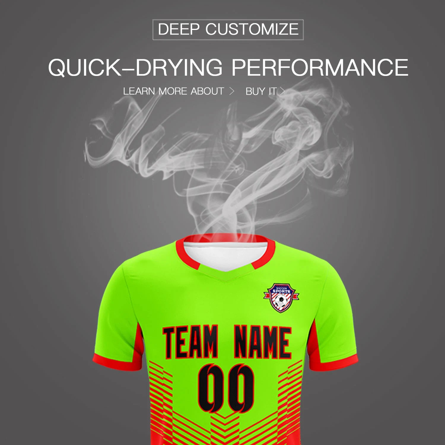 Custom Neon Green Red Sport Soccer Sets Jersey