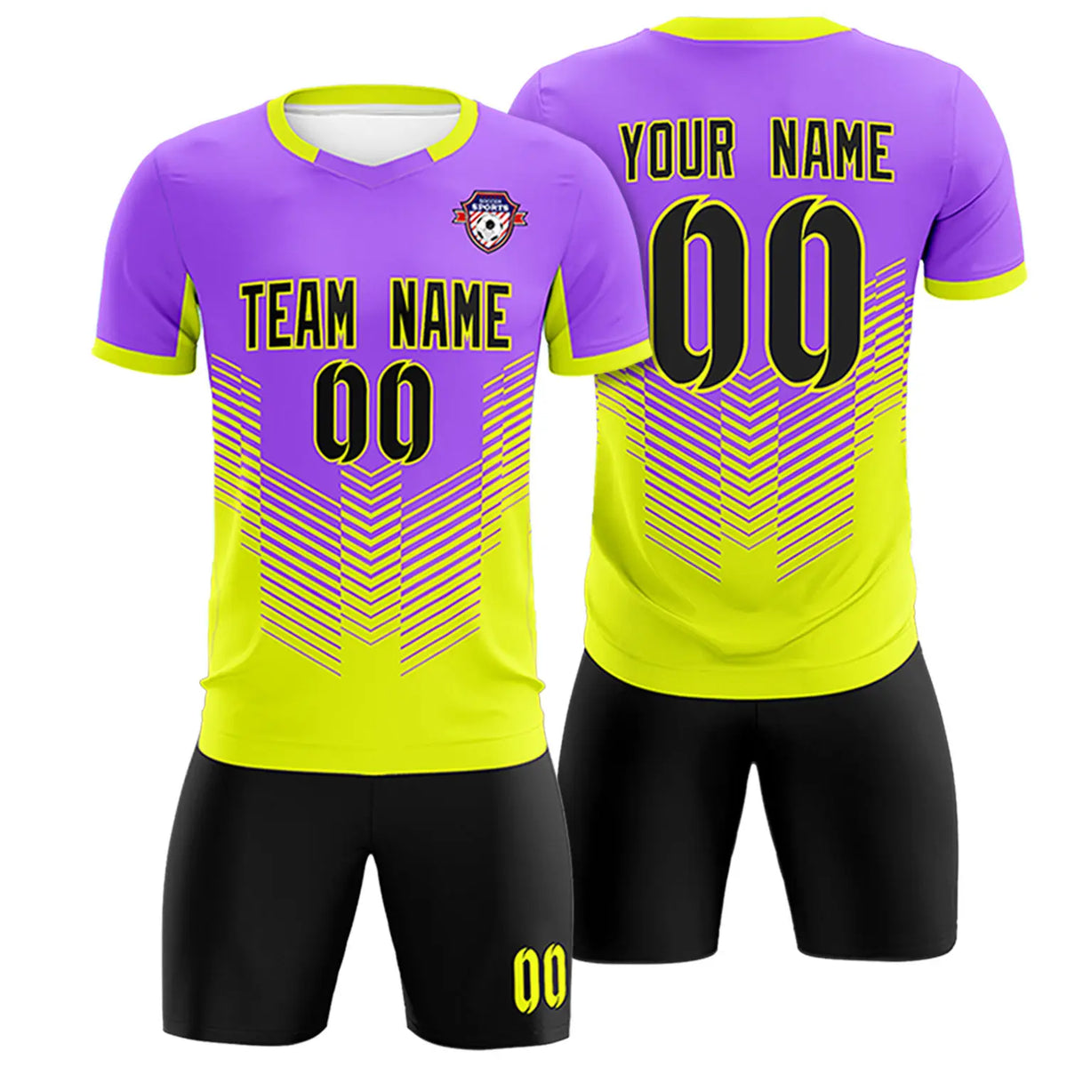 Custom Purple Fluorescent Green Sport Soccer Sets Jersey