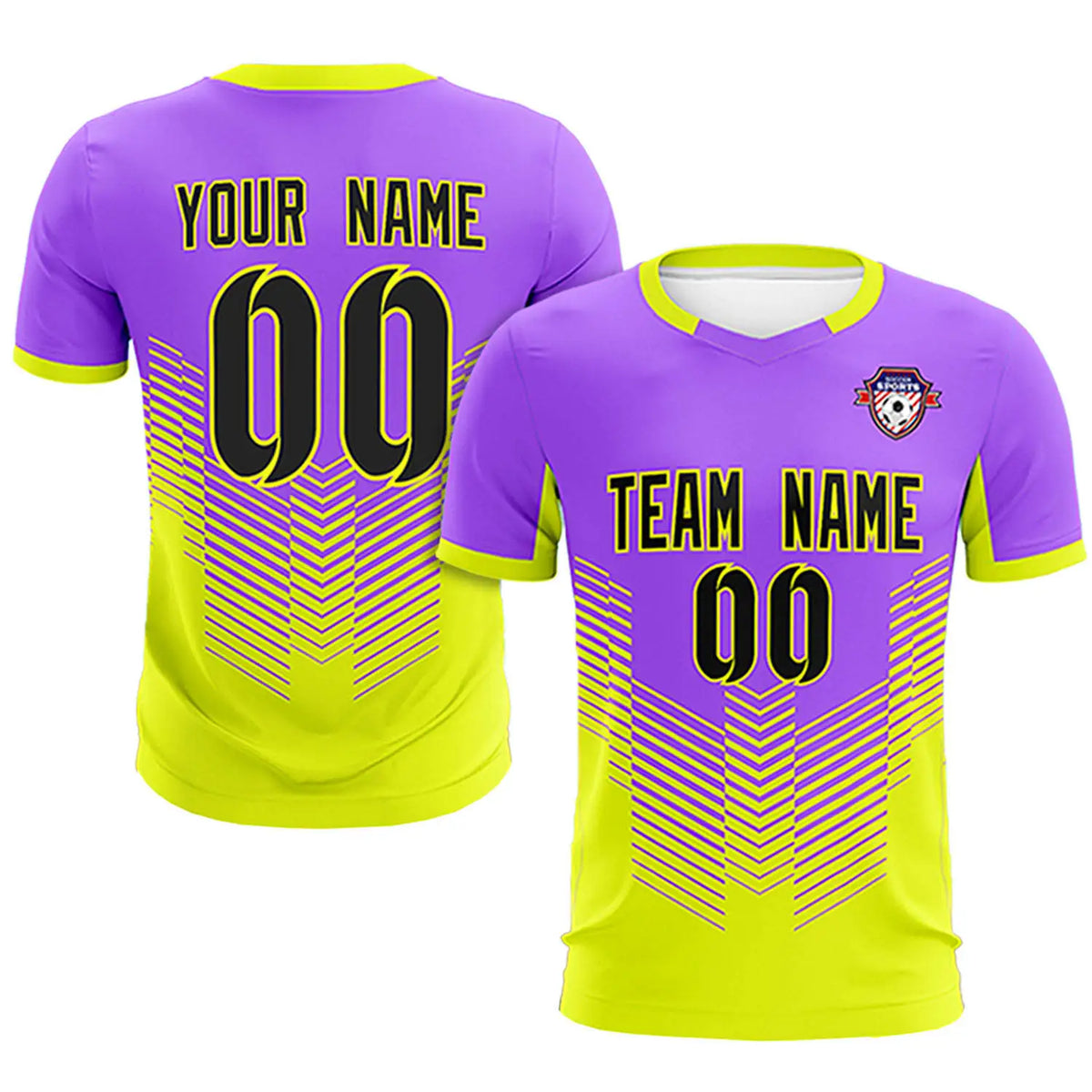 Custom Purple Fluorescent Green Sport Soccer Sets Jersey