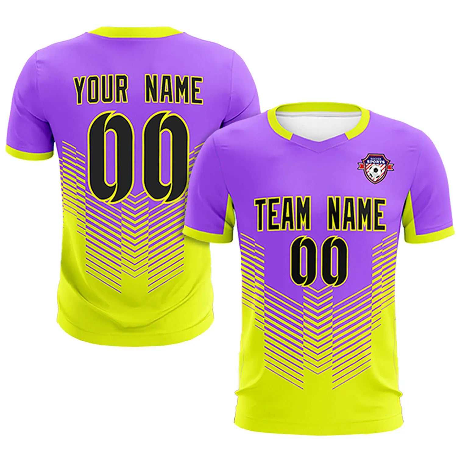 Custom Purple Fluorescent Green Sport Soccer Sets Jersey