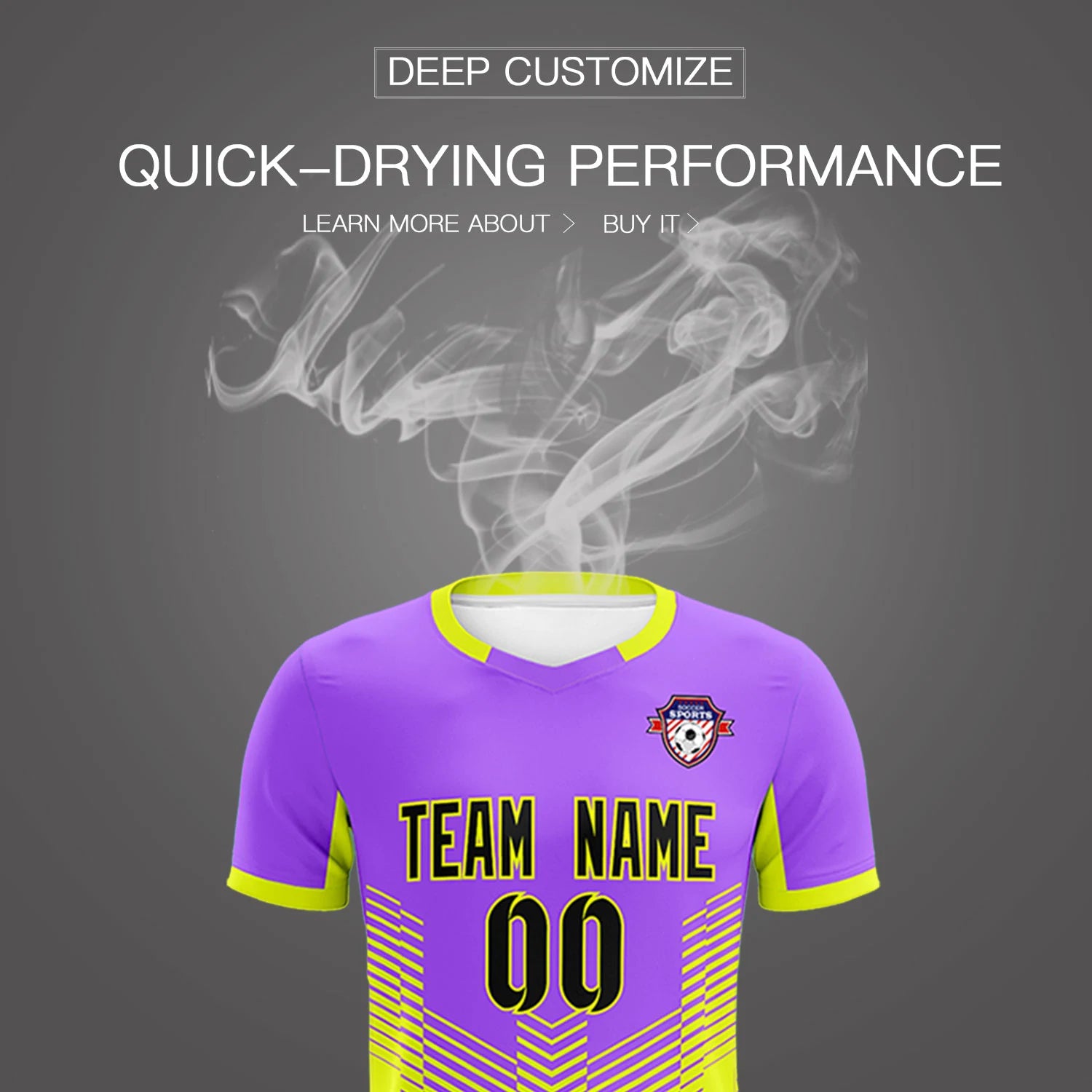 Custom Purple Fluorescent Green Sport Soccer Sets Jersey