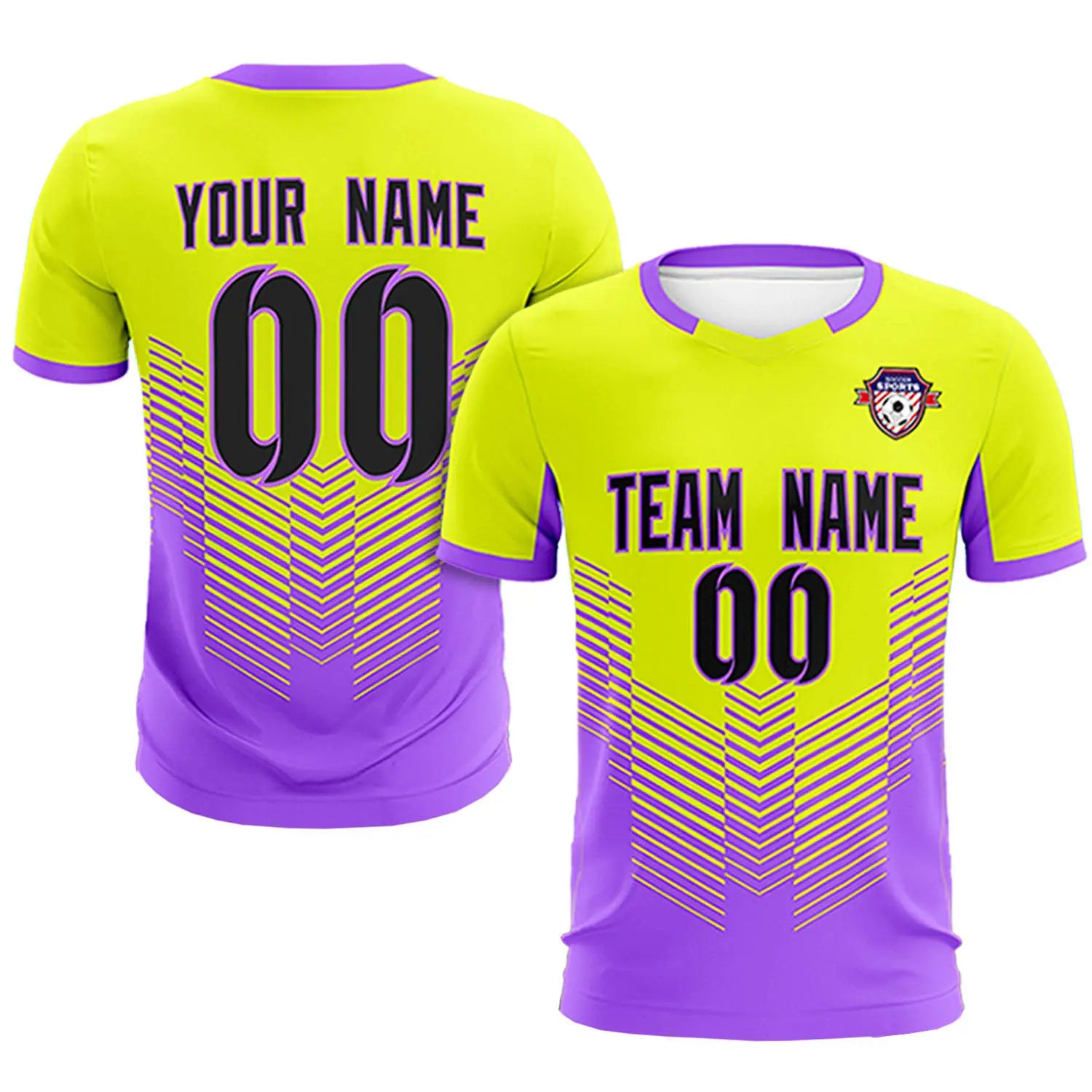 Custom Fluorescent Green Purple Sport Soccer Sets Jersey