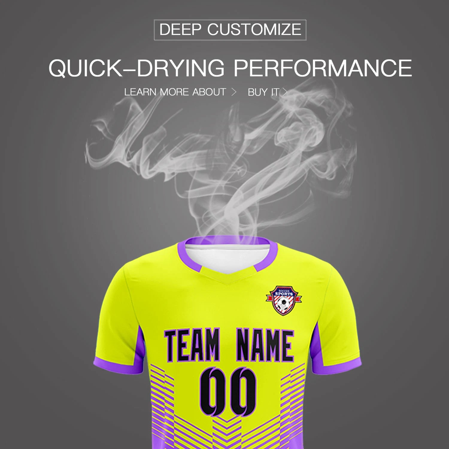 Custom Fluorescent Green Purple Sport Soccer Sets Jersey