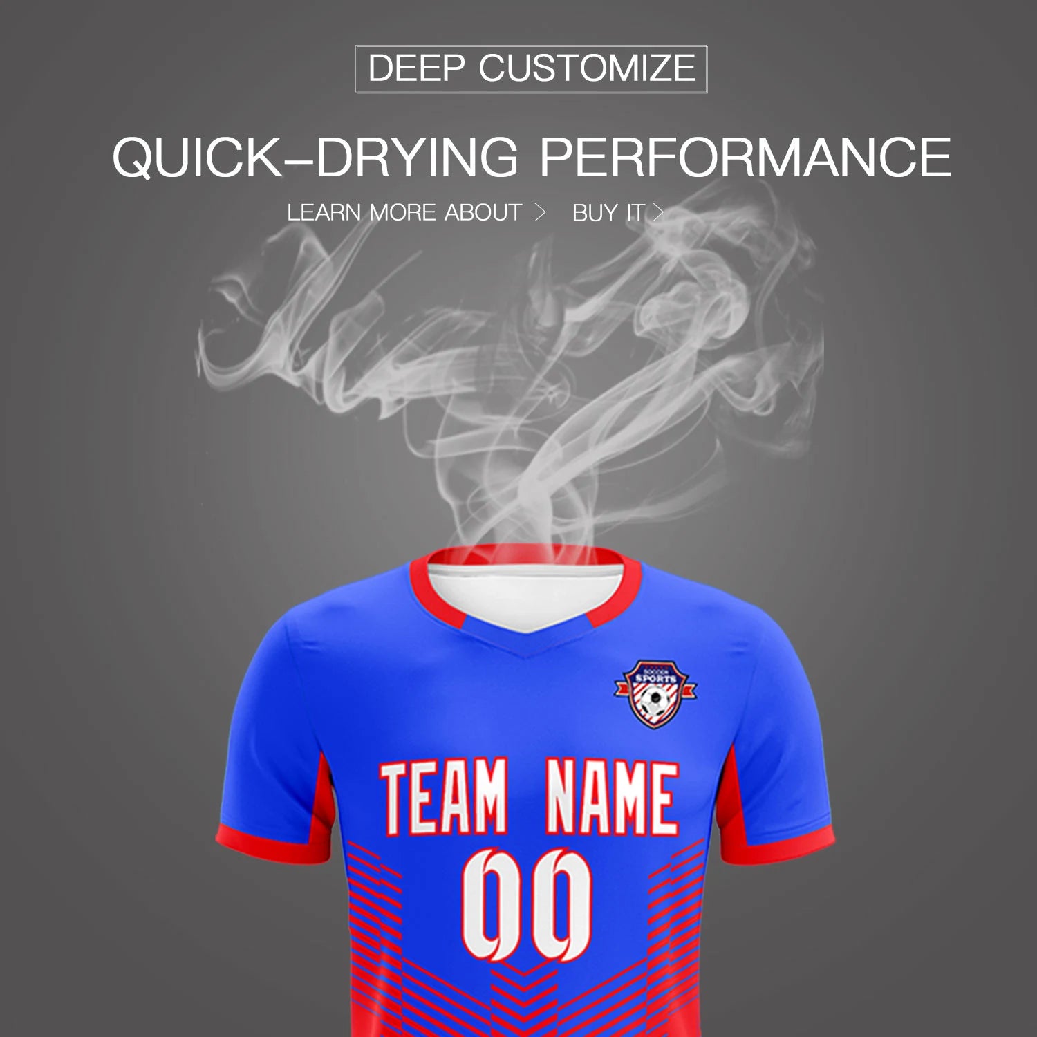 Custom Royal Blue Red Sport Soccer Sets Jersey