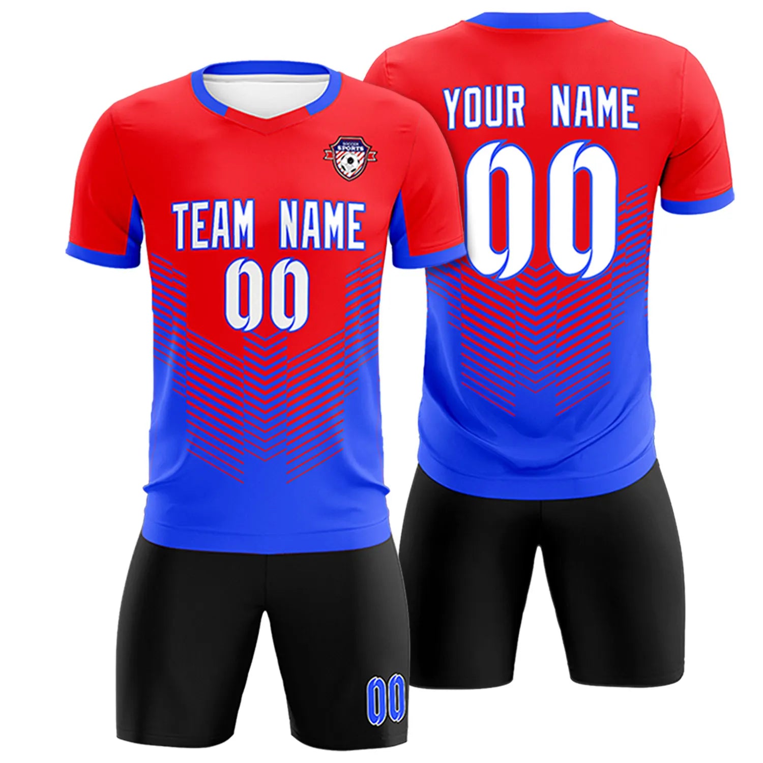 Custom Red Royal Blue Sport Soccer Sets Jersey