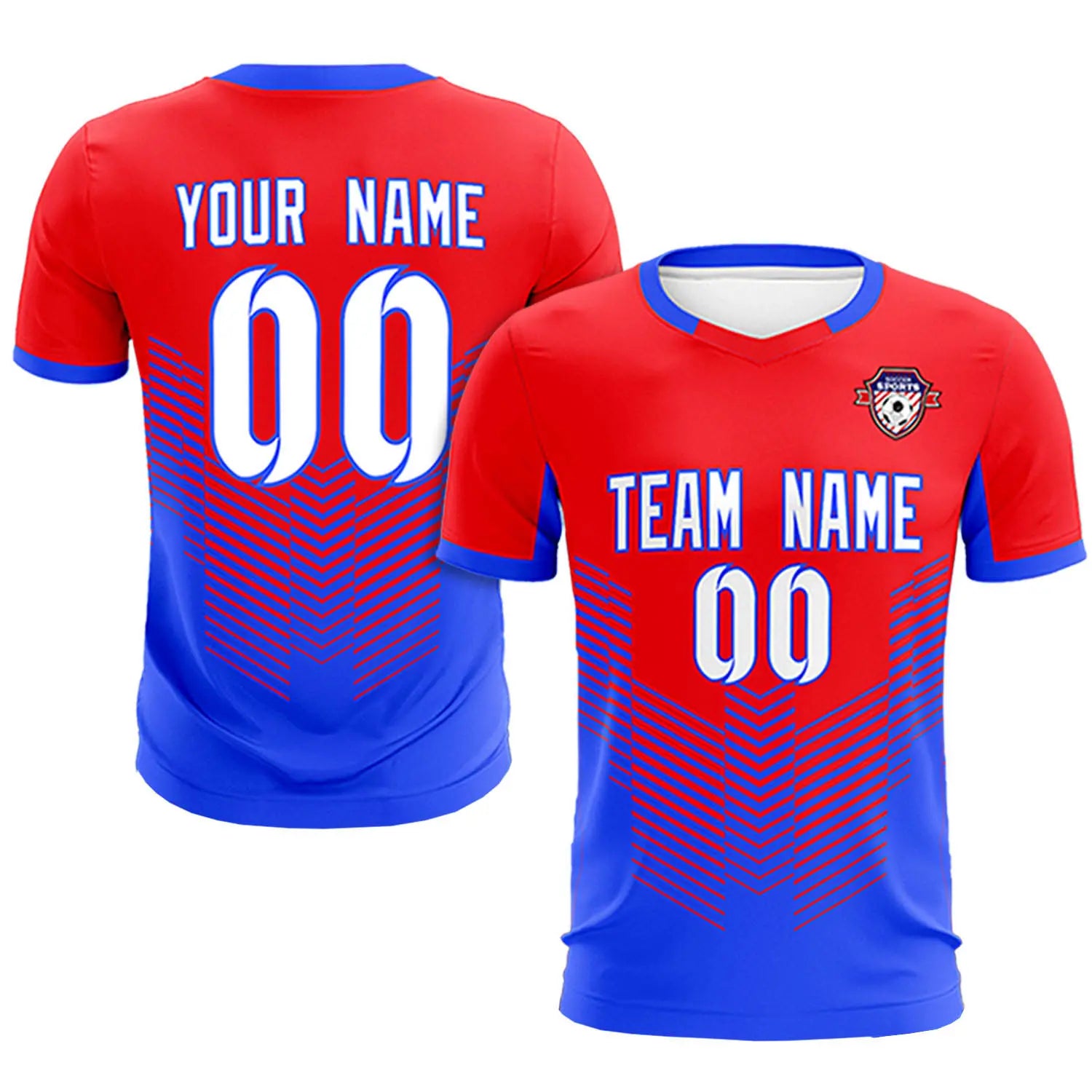Custom Red Royal Blue Sport Soccer Sets Jersey