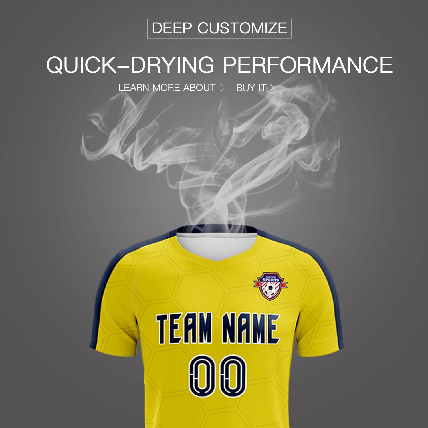 Custom Yellow Navy Outdoor Sport Soccer Sets Jersey